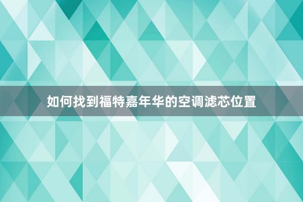 如何找到福特嘉年华的空调滤芯位置